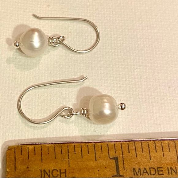 White Freshwater Pearl Earrings - Picture 2 of 5